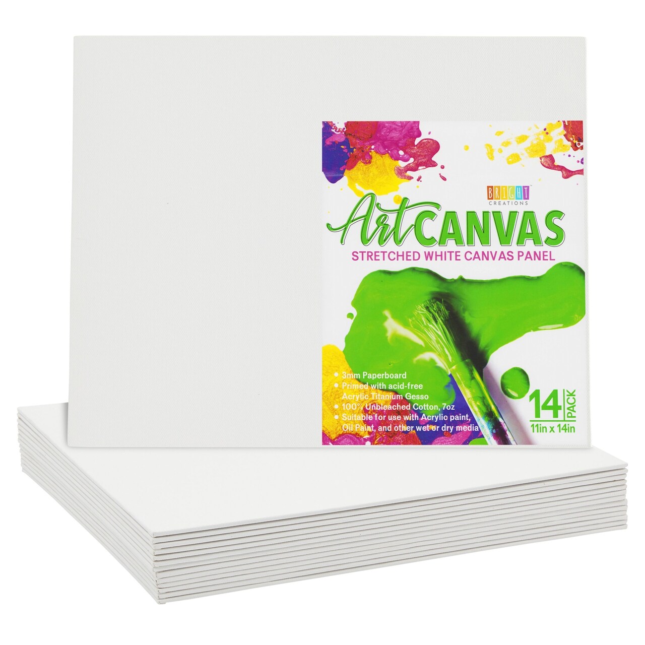 14 Pack White Canvas Boards and Panels for Painting, Art Supplies (11 x 14 In)